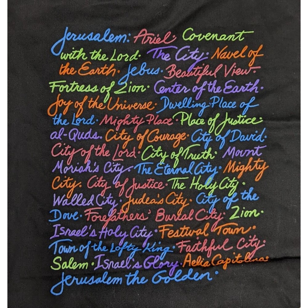 Text Print Novelty Book Bag Black Jerusalem Walled City Israel Salem Dave Tote - Picture 5 of 5